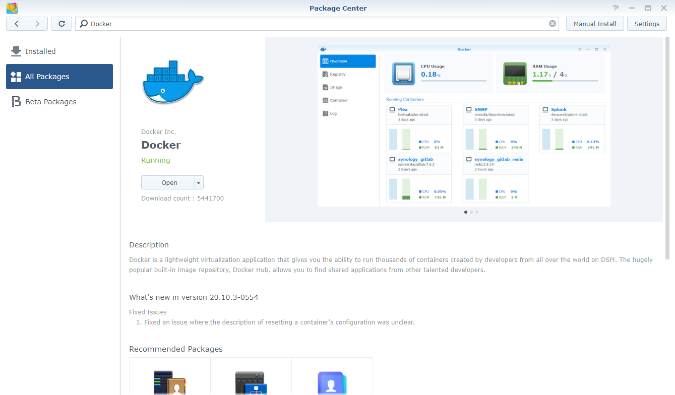 Synology - Install Docker Utility